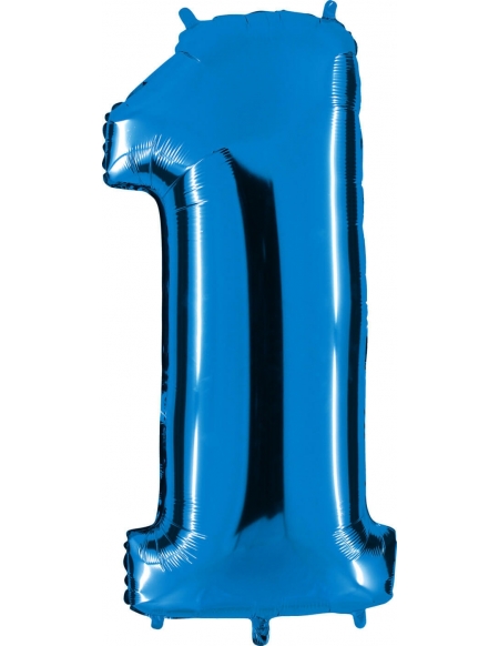 Globos de Helio Numero 1 de 100cm Azul Gigante Foil Poliamida G001B